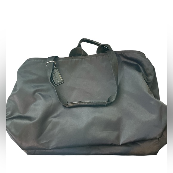 Coach EUC Nylon Getaway Travel Black Monogram Tote No Pouch 19”x11.5”x8” HDLS 9” - Picture 7 of 9